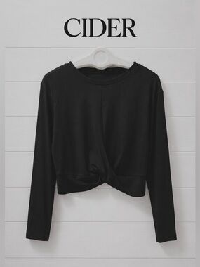 CIDER Black Long Sleeve Women's crop Top Size 4X